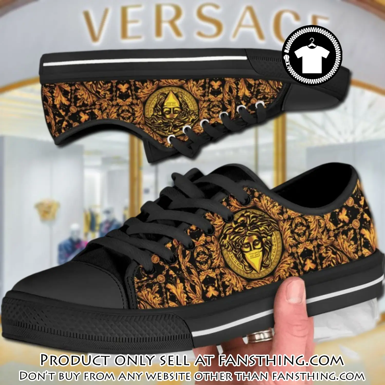 Versace medusa gold low top canvas shoes luxury brand gifts for men women fst5547316